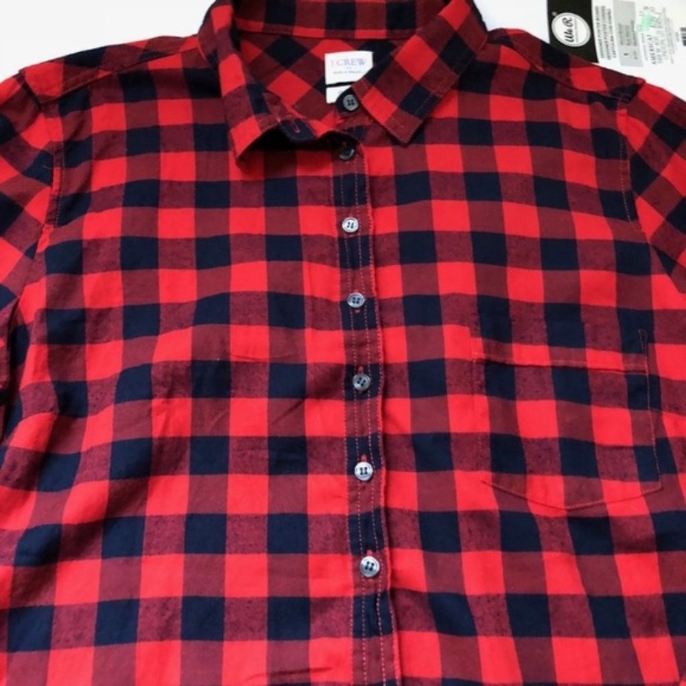 J. Crew Perfect Fit Flannel Buffalo Check Popover - Picture 3 of 7